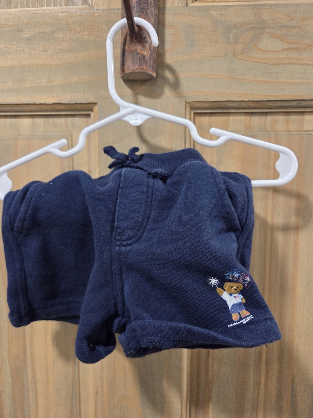 Ralph Polo Navy Shorts with Bear & Fireworks